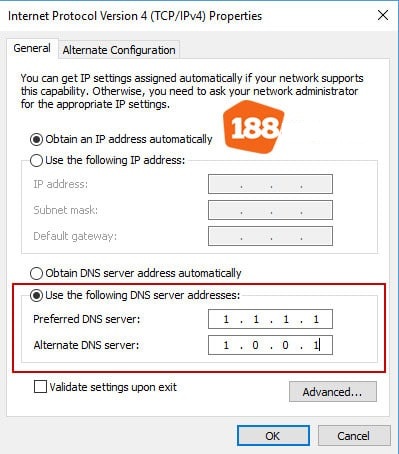 Cách vào link 188BET khi bị chặn bằng DNS chỉ trong vài phút